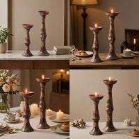 2 Pieces Candle Holders with Red Cups Vintage-Inspired Resin Candle Holders Candlesticks Sculptural Candlestick Elegant