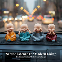 Car Dashboard Monk Decoration Small Size Car Dashboard Decoration Cute Monk Statue Non-Fading Meditative Design Resin Figurine