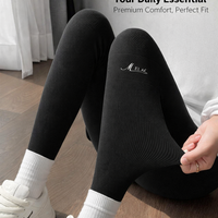 Gym Leggings for Women with Ribbed Texture and Embroidered Detail, High Waist for Autumn Winter Loungewear, Full Length
