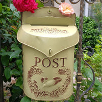Wall Mount Mailbox Distressed Finish Vintage Wall Mailbox Weather Resistant European Design Post Box for Outdoor, Front Porch, Entryway