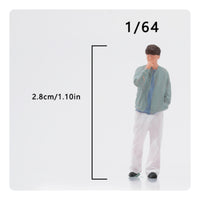 Thoughtful Pose Miniature Figurine Curly-Haired Hand-Painted Figurine