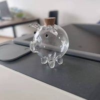 Valentine's Day Gift Mini Pig Glass Bottle Compact Size Transparent Pig Currency Bank Stable Base Clear Glass Coin Jar Cork Stopper for Bedroom