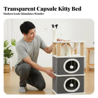 Sisal Scratching Posts Multi-Level Feline Tree with Condo Sturdy Construction doubleCondo Feline Tree with Lookout Soft Perch Activity Hub Space-Saving Design for Felines, Kittens, Indoor, Small Areas, Living Room, Home