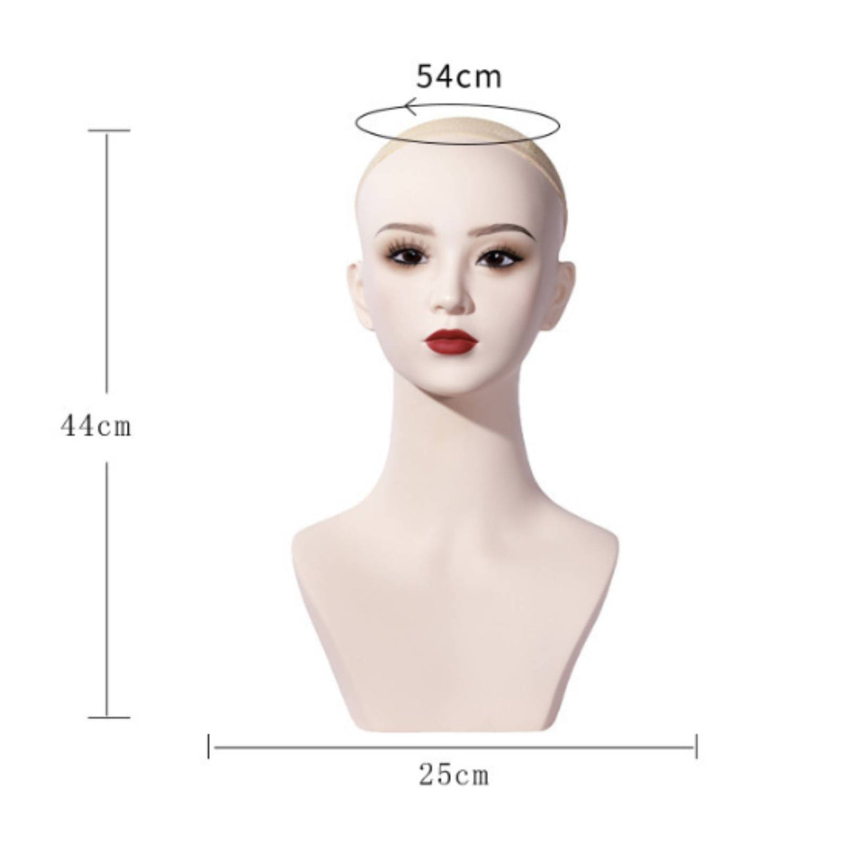 Realistic Mannequin Head with Shoulders Skin-Tone Display Bust Head Fashion Accessory Holder Stylized Face Pierced Ears