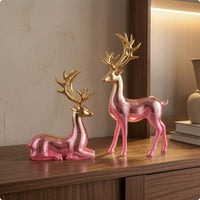 Reclining Deer Ornament Electroplated Standing Deer Ornament Desktop Display Reindeer Statue