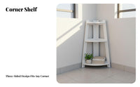 Corner Shelving Unit Space Saving Tall Corner Plant Stand Minimalist Sleek White Triangular Storage Rack for Balcony, Living Room, Washroom