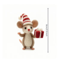 Felted Holiday Mouse Ornament Decorative Felt Mouse Figurine Cute Whimsical for Collectors, Tabletop Display