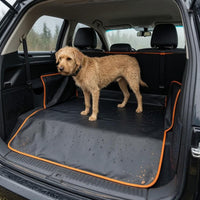 Pet Trunk Mat Raised Sidewall Waterproof Trunk Liner Cargo Area Liner Coated Material Pet Cargo Mat Orange Edging