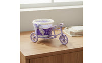 Rattan Flower Basket Sturdy Woven Tricycle Flower Basket Long Decorative Tricycle Planter for Gift Shop