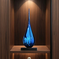 Teardrop Sculpture Sleek Sculpture with Marble Base Minimalistic Sculptural Decorative Piece for Living Room, Office Lobby