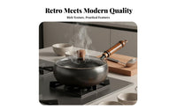 Traditional Iron Wok Naturally Non-Stick Deep Round Bottom Wok Iron Stir Fry Pan Even Heat Distribution Versatile for Chefs