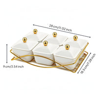 6-Compartment Divided Serving Tray with Lid Gold-Tone Divided Serving Dish with Lid Lidded Snack Server with Tray Transparent for Hosts, Homeowners, Parties, Gatherings, Tea Tables