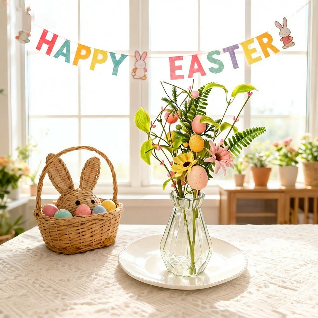 Artificial Easter Egg Flowers Easter Egg Floral Pick Branches for Floral Arrangement Wreath Decoration DIY Crafts Vase Arrangement