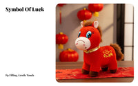 Chinese New Year Horse Stuffed Good Luck Charm Astrological Horse Symbol Doll Meaningful Cultural Home Decor Decoration for Family, Office