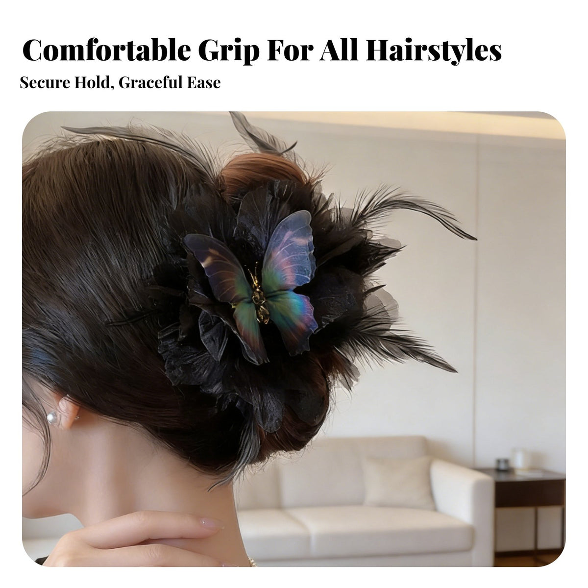 Floral-Wing Accessory Feather Hair Fastener Light Luxury Design Floral-Wing Accessory Hair Fastener Elegant Design Strong Hold