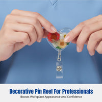 Creative Dried Flower Retractable Badge Reel, 360° Rotating Holder, Decorative Office Accessory