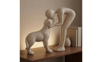 Abstract Person and Dog Statue Handcrafted Detail Person and Canine Sculpture Compact Size Memorial Sculpture for Gift