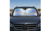 Heat Reducing Foldable Windshield Sunshade Double-Panel Front Windshield Sunshade Rectangular Car Sun Visor Rounded Corners for Cars, Suvs