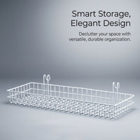 Hanging Basket for Kitchen Storage and Pantry Organisers, Metal Wire with Dense Mesh Design, Wall with Hook Mounting for Grid Panels