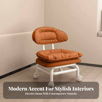 360-Degree Rotation Upholstered Low Chair with Casters Fluffy-Like Comfort Low Roller Seat Padded Cushion Rolling Stool Easy to Clean for Homemakers, Homeowners, Living Room, Bedroom, Playroom, Study