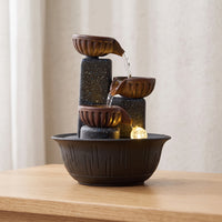 3-Tier Desktop Water Feature Small Tabletop Water Feature with Tranquil for Desk
