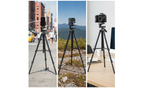 Aluminum Tripod with Pan-Tilt Head Telescopic Tripod with Pan Tilt Head Adjustable Stand Stable for Outdoor Filming