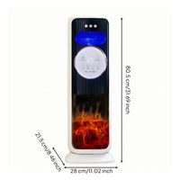 Tower Heater with Flame Effect Vertical Electric Heater Fan Oscillating Wireless Control for Living Room, Bedroom