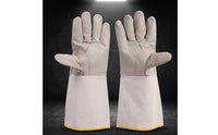Heat Resistant Soldering Gloves with Canvas Cuffs Heavy-Duty Leather Soldering Gloves Long-Lasting Professional-Grade for Welders, Metalworkers, Blacksmiths, Metalworking, Forge Work