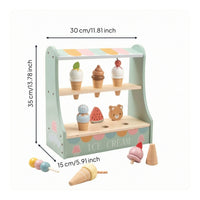 Ice Cream Display Stand Tabletop Toy Ice Cream Shop Wooden Play Food Set Pretend Playset Imaginative for Children, Playroom