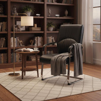 Ergonomic Backrest Cantilever Guest Chair Wear-Resistant Upholstery High Back Leather Armchair Non-Slip Feet Sled Base Office Chair for Conference Room