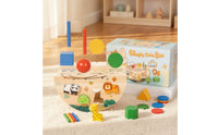 Shape Sorting Toys Box Learning Educational Toy with Wooden Blocks Colorful Matching Box with Blocks for Infants