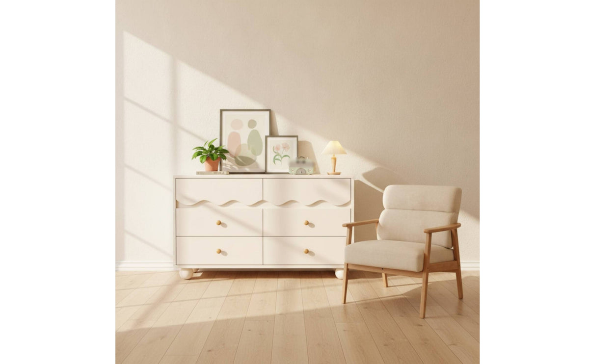 Cabinet with Six Drawers Wooden Storage Cabinet with Drawers Floor-Standing Drawer Chest for Living Room, Entryway