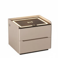 Modern Design Smart Nightstand two Storage Drawers Illuminated Charging Stand Ample Drawer Space Bedside Table Adjustable light-emitting diode Lights for Homeowners, technology aficionados, Students, Home, Apartment, Dorm Room