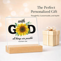 Clear Acrylic Sign Holder with Wooden Base, Display Stands for Desk Decoration, Transparent Card for Place