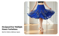 Flowing Design Big Swing Latin Skirt Soft Material Medium-Length Ballroom Skirt Lightweight Breathable for Women, Dancers, Performers, Themed Parties
