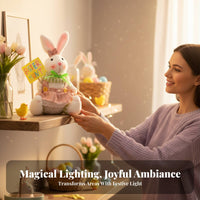 Easter Bunny Stuffed Toy Festive Light-up Bunny Doll Cute Textile Hare Figurine for Kids, Window Display, Party