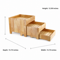 3-Tier Wooden Fruit Display Stand, Retro Cake Stand for Buffet Display, Serving Tray for Dinner Parties, Snack Tray