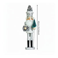 Solid Wood 42cm Wooden Nutcracker Artisan-Made Silver Glitter Nutcracker Holiday Decoration for Collectors, Mantelpiece, Home Decor, Tabletop