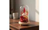 Good Luck Charm DIY Fortunate Cat Cloche Kit Beginner Friendly Beckoning Cat Preserved Flower Display LED Lights Maneki-Neko Light-up Dome for Crafters, Beginners, Team Building Activity, Shop Opening Gift, Office Decor