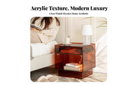 Wabi-Sabi Aesthetic Clear Side Cabinet Light Luxury Bedside Table Transparent Design Nightstand Minimalist design for Homeowners, Interior Designers, Adults, Bedroom, Guest Room, Small Spaces, Office