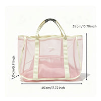 Lightweight Beach Tote with Zip Pocket Spacious Mesh Beach Tote Transparent Breathable for Pool
