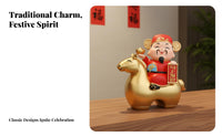 Feng Shui Decor Wealth Deity on Horse Figurine Hand-Painted God of Wealth Riding Horse Statue Resin Material for Business Owners, Office