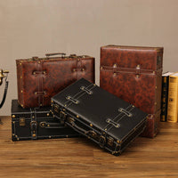 Vintage Design Suitcase Alloy Buckles Vintage Luggage Trunk Retro Wooden Storage Box Multi-Functional Antique Suitcase Box