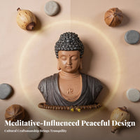 Spiritual Accent Shakyamuni Buddha Bust Traditional Craftsmanship Ceramic Buddha Head Calming Atmosphere Zen Design Figurine Elegant Design for Meditation Practitioners, Meditators, Mindful Movement Enthusiasts, Altar, Living Room, Office