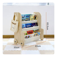 Easy to Move Mobile Children's Reading Shelf Child-Friendly Design Rolling Book Shelf Space Saving Kids Bookshelf Sturdy for Playroom, Nursery