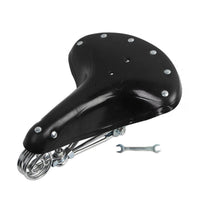 Shock Absorbing Vintage Leather Bike Saddle Long-Lasting Vintage Spring Saddle Comfortable Three Spring Bike Seat Breathable for Cyclists, Leisure Riding, City Commuting