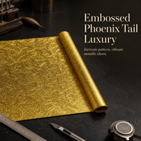 Metallic Embossed Phoenix Tail Pattern Faux Leather Fabric for Stage Decor & Crafts