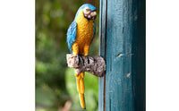 Macaw Figurine Hand Painted Lifelike Macaw Sculpture Resin Avian Tree Hanger Handmade Exotic Avian Sculpture for Patio