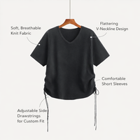 T Shirts for Women UK with Side Drawstring for Adjustable Fit, Plus Size Summer Clothes, Ladies Short Sleeve