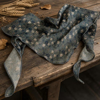 Linen Cotton Blend Solid & Printed Triangle Scarf Shawl for Neck Protection